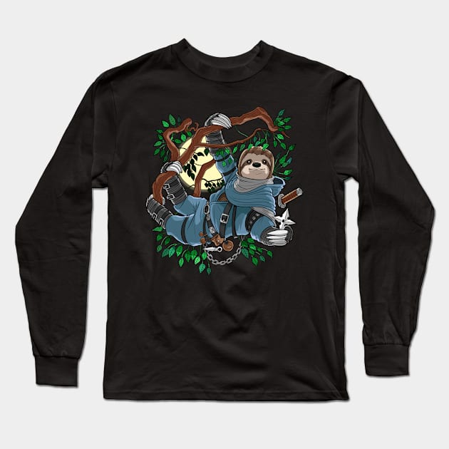 Sloth Ninja Long Sleeve T-Shirt by underheaven